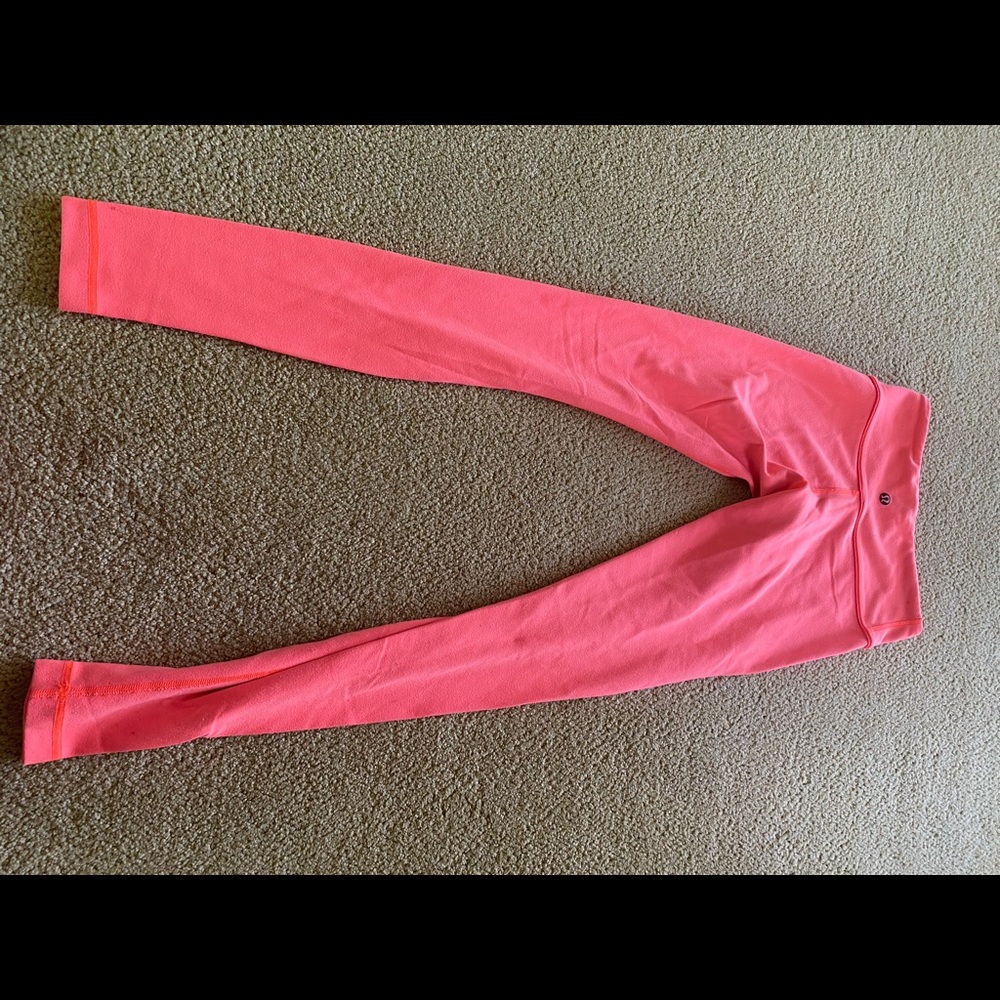 Lululemon Neon orange mid rise leggings